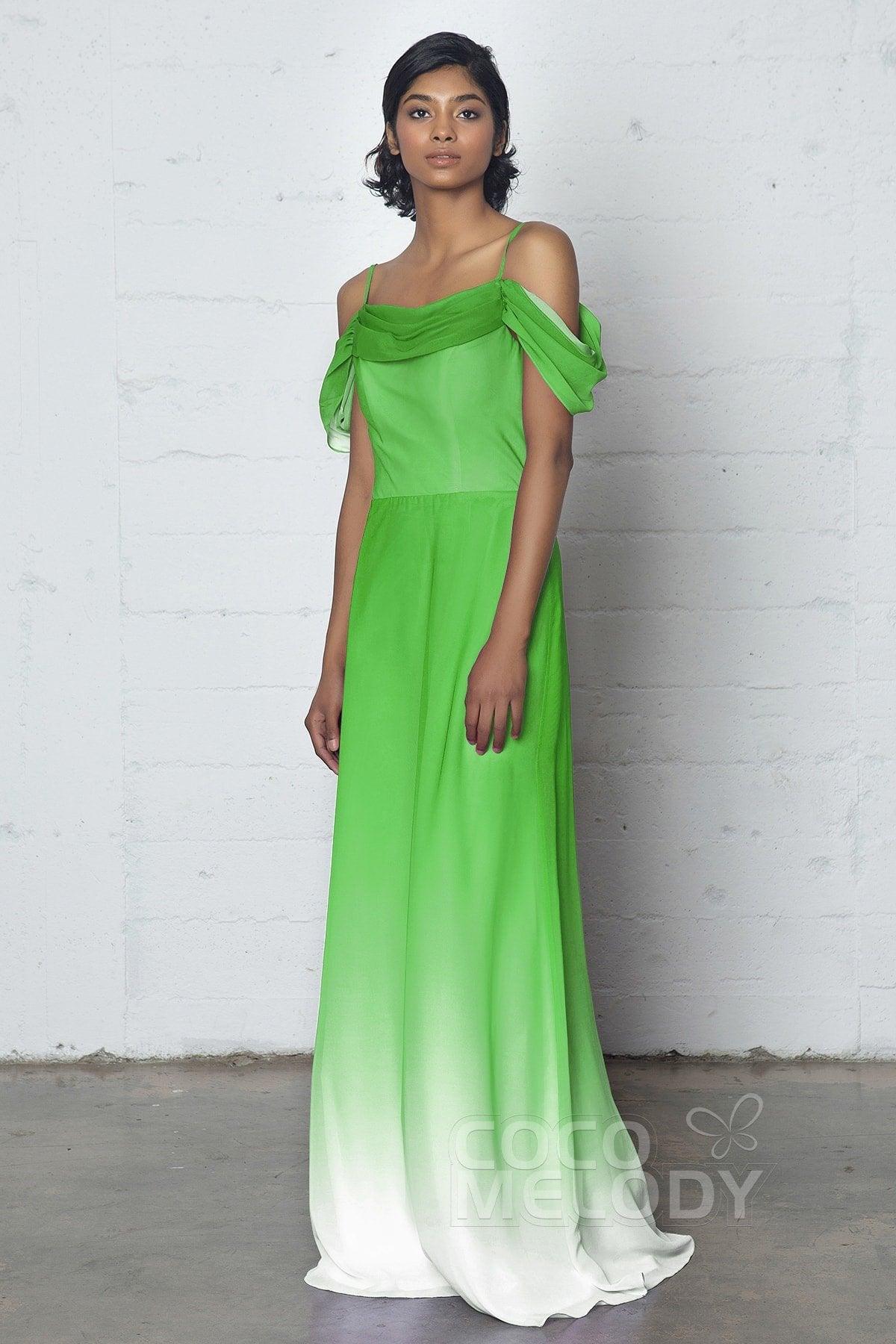 Sheath-Column Floor Length Chiffon Ombre Dress COZF17012 - COCOMELODY