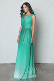 Sheath-Column Floor Length Chiffon Ombre Dress COZF17014 - COCOMELODY