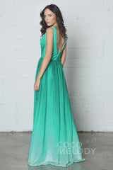 Sheath-Column Floor Length Chiffon Ombre Dress COZF17014 - COCOMELODY