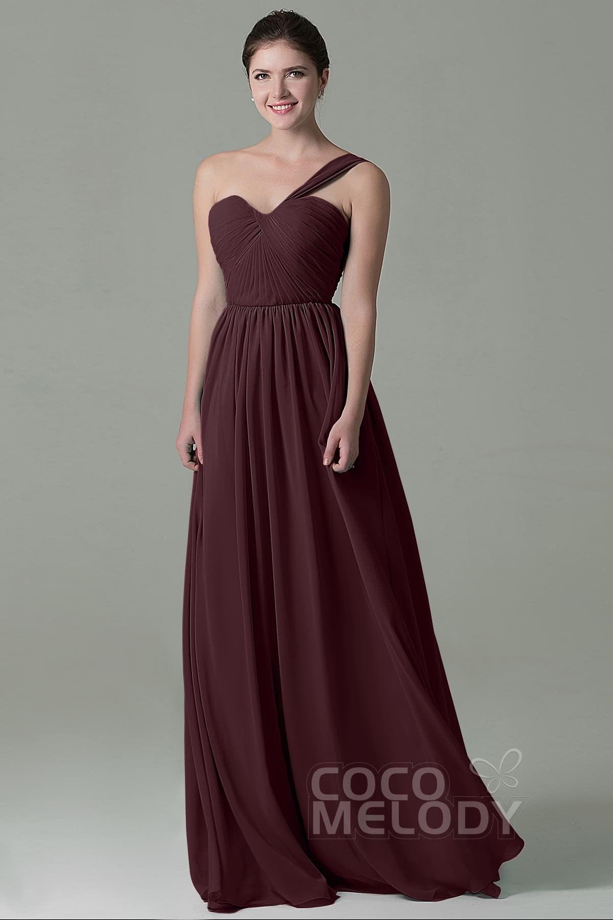 Sheath Floor Length Chiffon Bridesmaid Dress COZK15009 - COCOMELODY