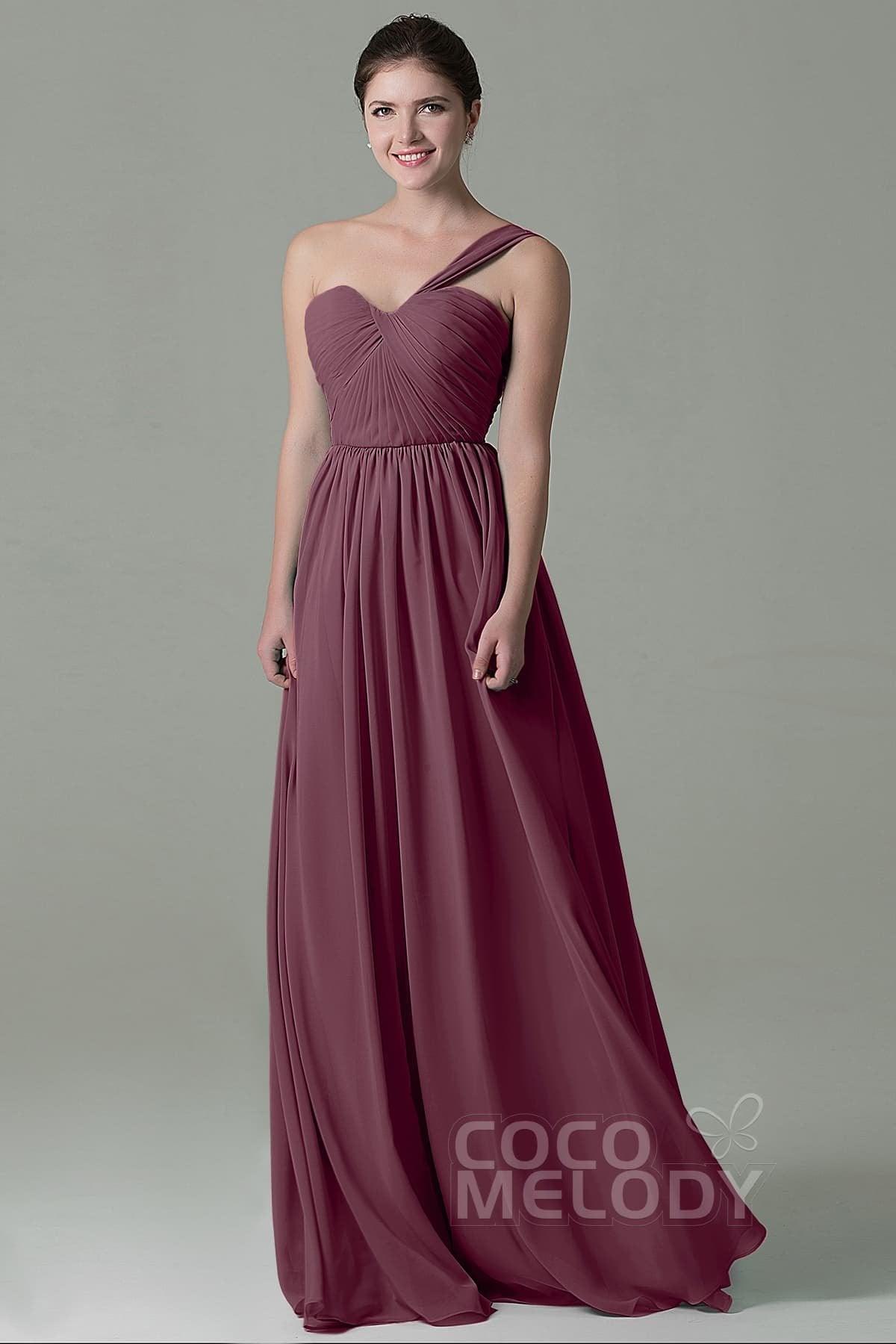 Sheath Floor Length Chiffon Bridesmaid Dress COZK15009 - COCOMELODY