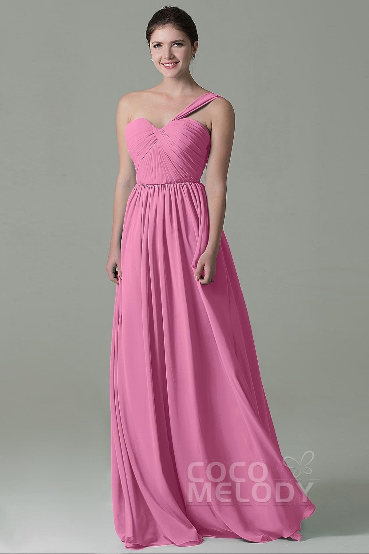 Sheath Floor Length Chiffon Bridesmaid Dress COZK15009 - COCOMELODY