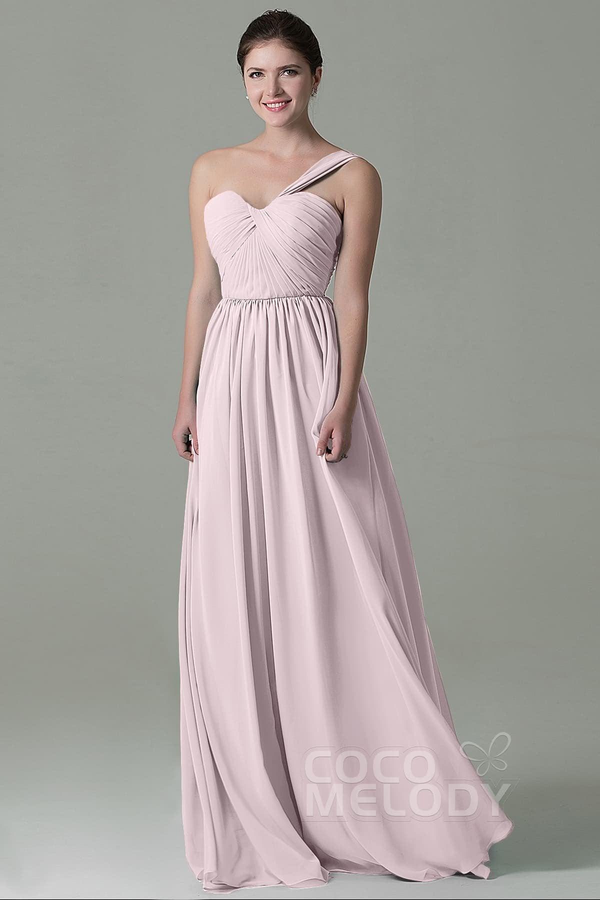 Sheath Floor Length Chiffon Bridesmaid Dress COZK15009 - COCOMELODY