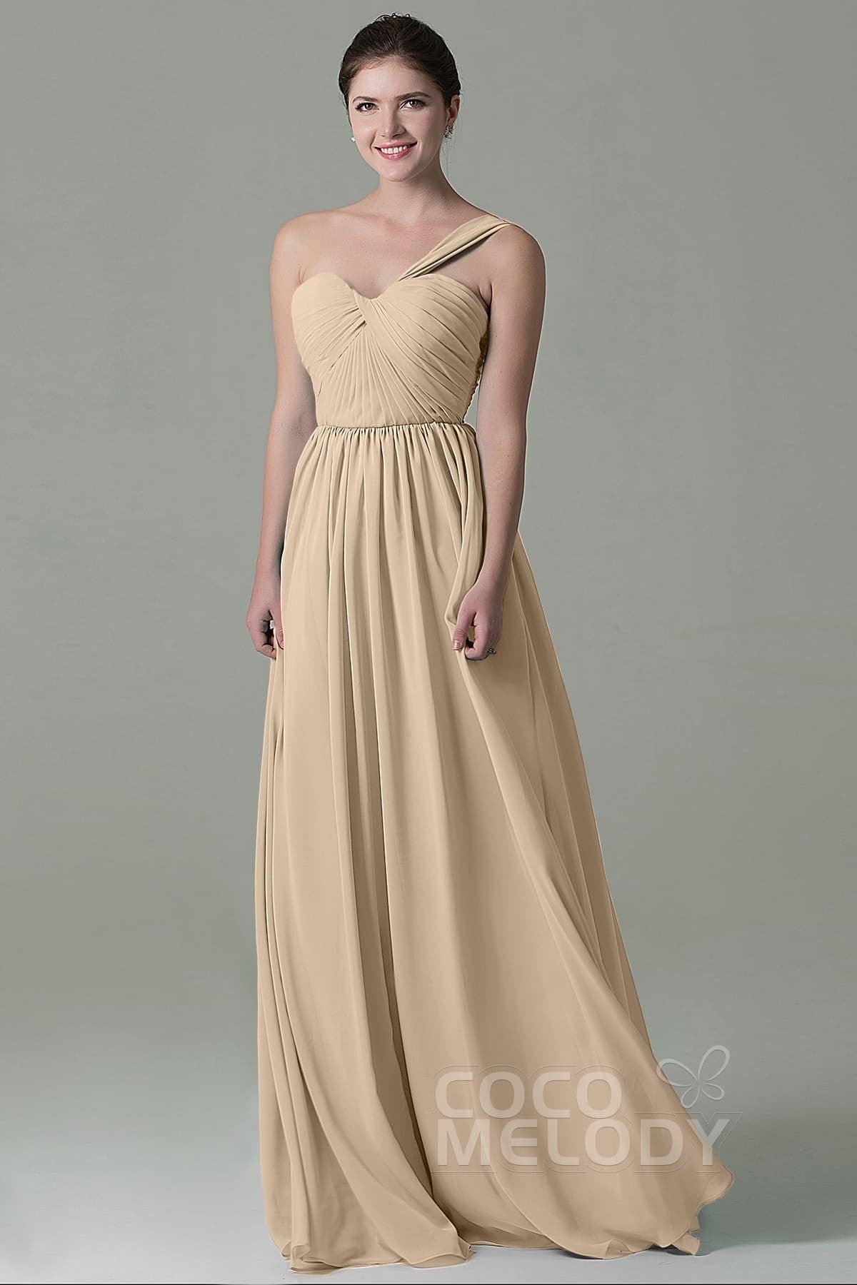 Sheath Floor Length Chiffon Bridesmaid Dress COZK15009 - COCOMELODY