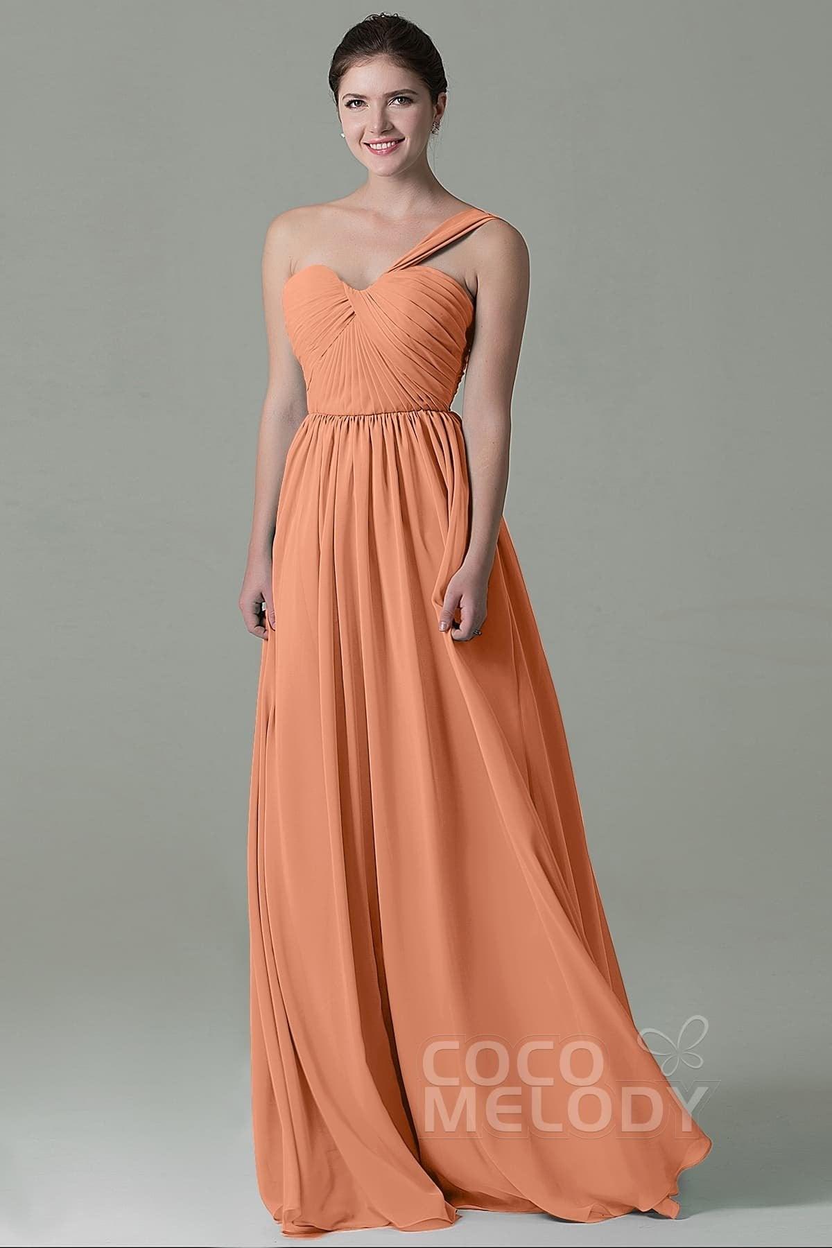 Sheath Floor Length Chiffon Bridesmaid Dress COZK15009 - COCOMELODY