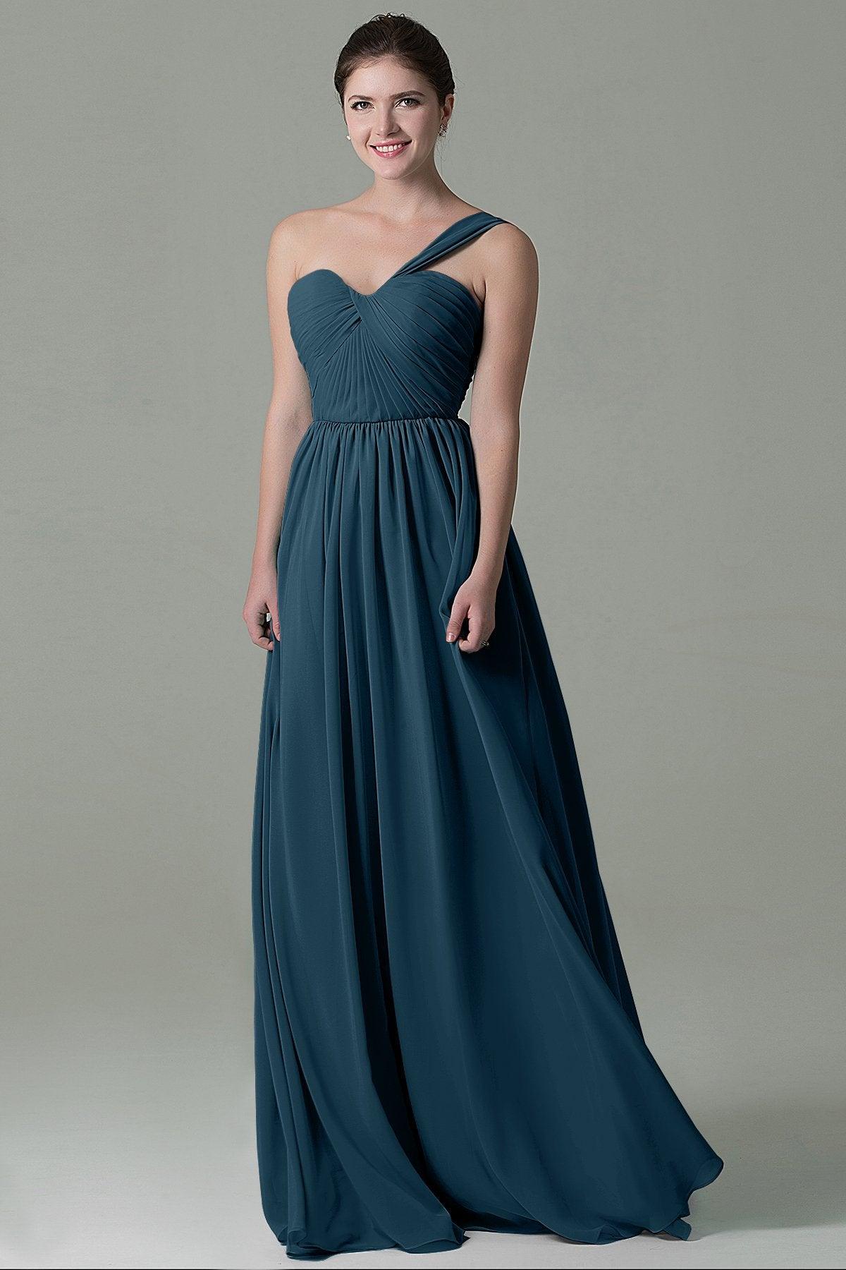 Sheath Floor Length Chiffon Bridesmaid Dress COZK15009 - COCOMELODY
