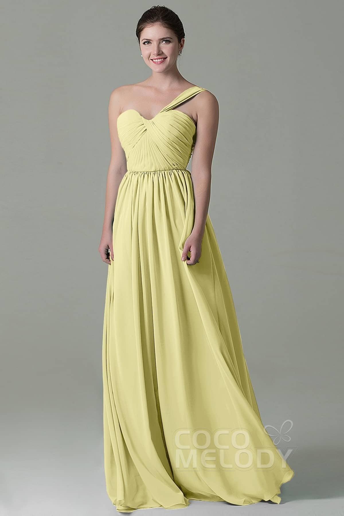 Sheath Floor Length Chiffon Bridesmaid Dress COZK15009 - COCOMELODY