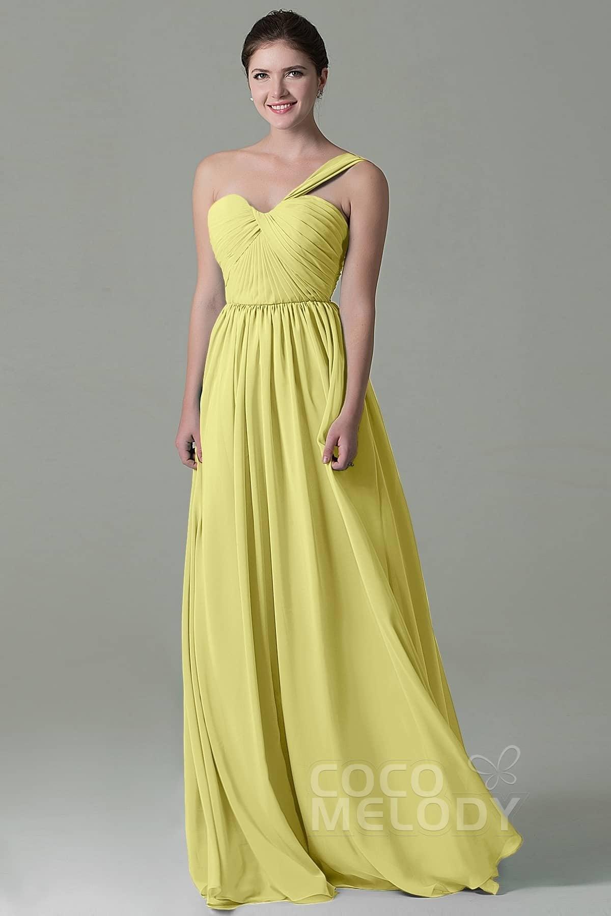 Sheath Floor Length Chiffon Bridesmaid Dress COZK15009 - COCOMELODY
