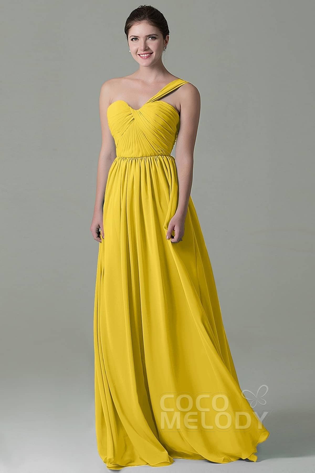 Sheath Floor Length Chiffon Bridesmaid Dress COZK15009 - COCOMELODY