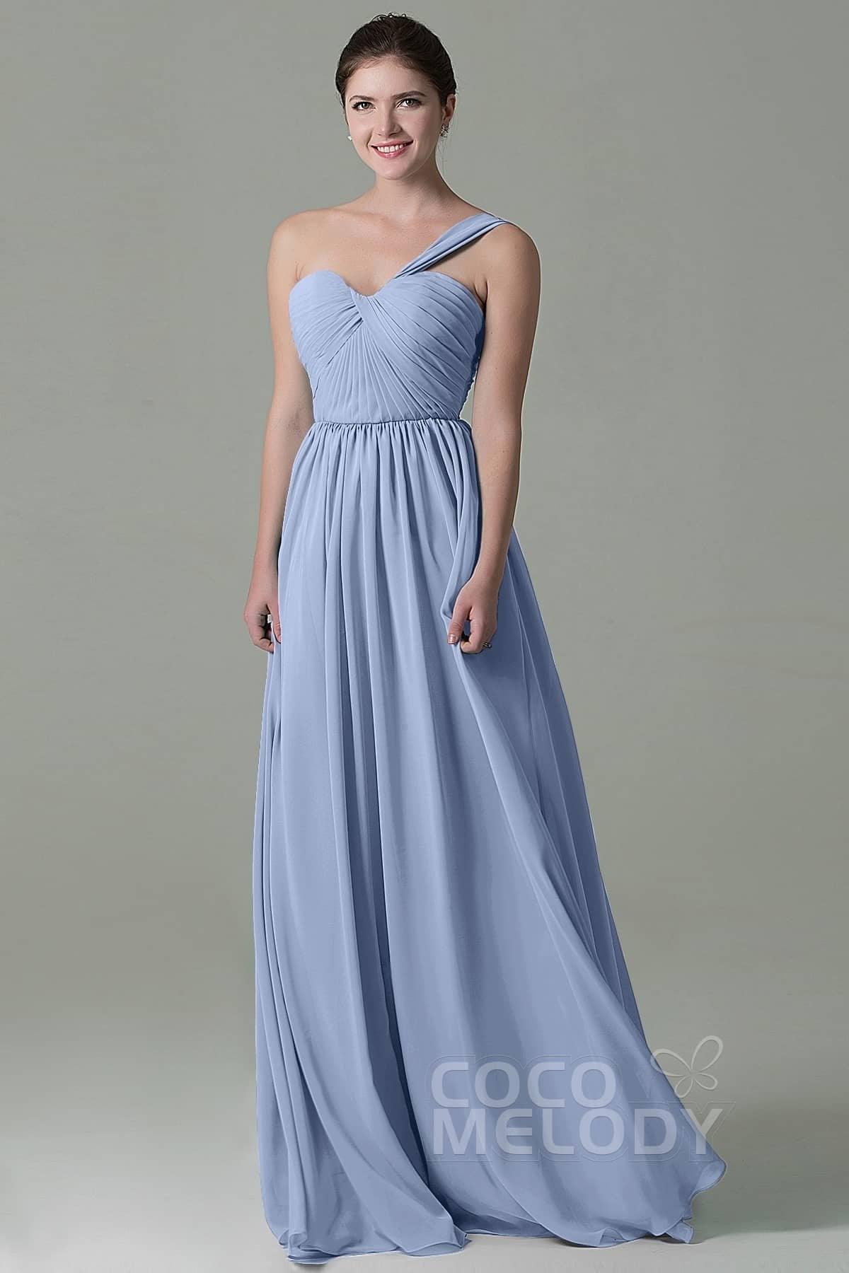 Sheath Floor Length Chiffon Bridesmaid Dress COZK15009 - COCOMELODY