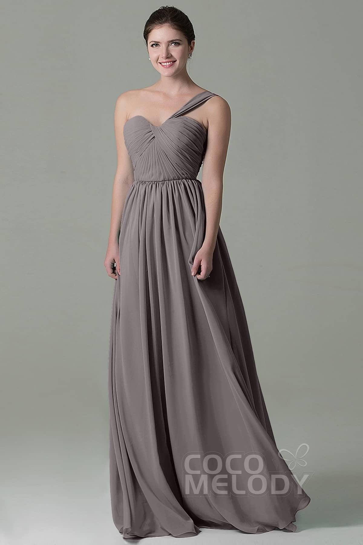 Sheath Floor Length Chiffon Bridesmaid Dress COZK15009 - COCOMELODY