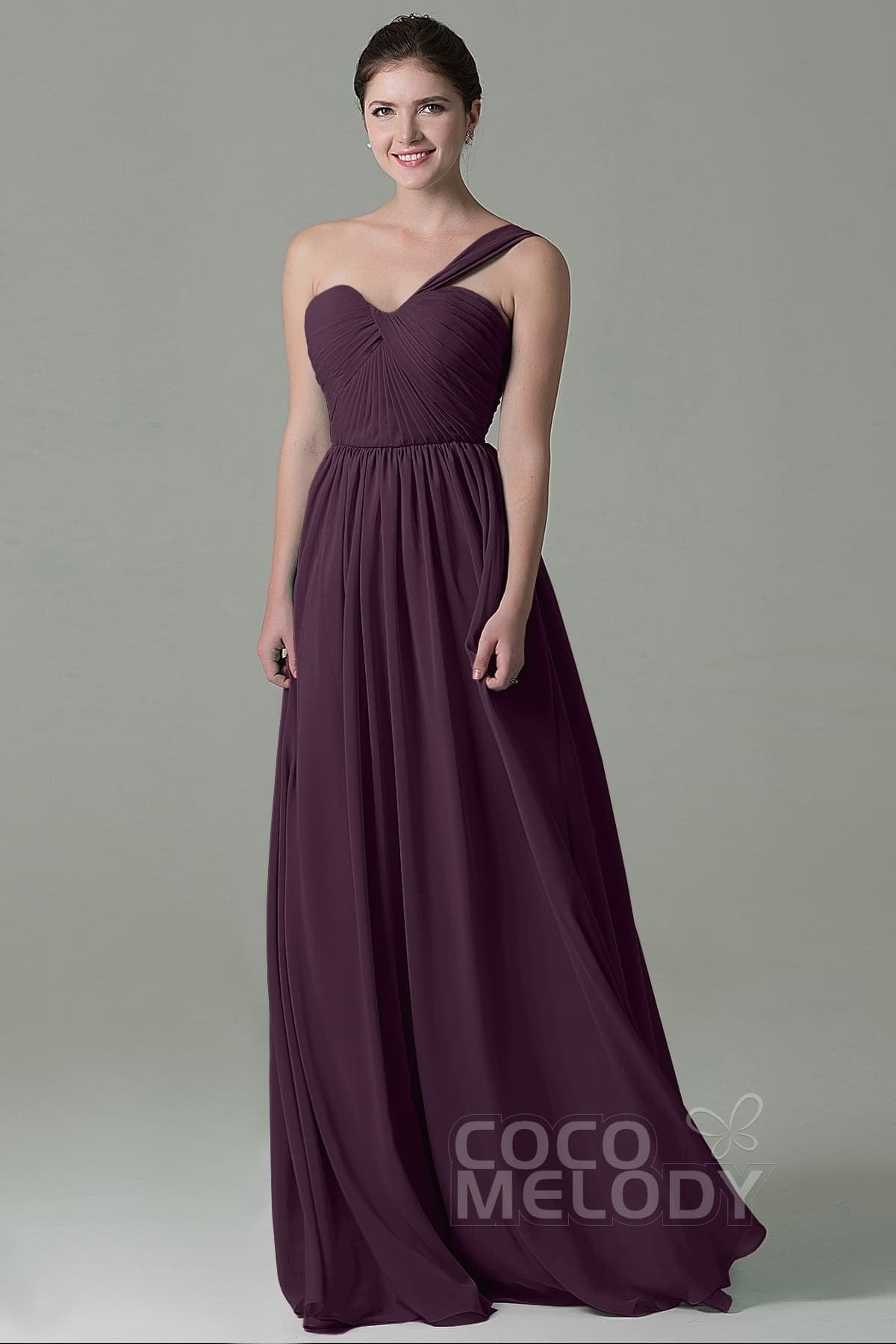 Sheath Floor Length Chiffon Bridesmaid Dress COZK15009 - COCOMELODY