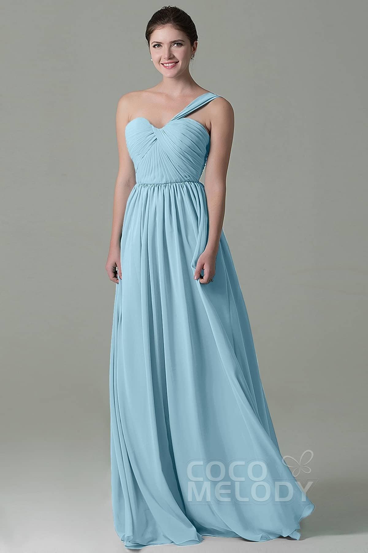 Sheath Floor Length Chiffon Bridesmaid Dress COZK15009 - COCOMELODY