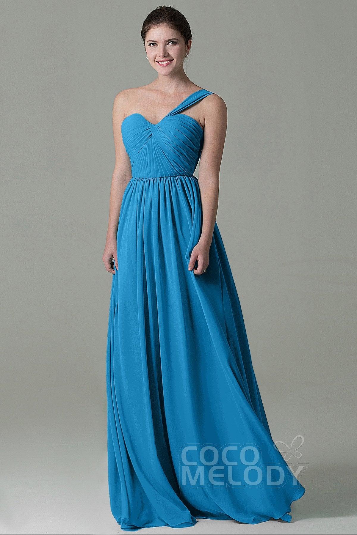 Sheath Floor Length Chiffon Bridesmaid Dress COZK15009 - COCOMELODY