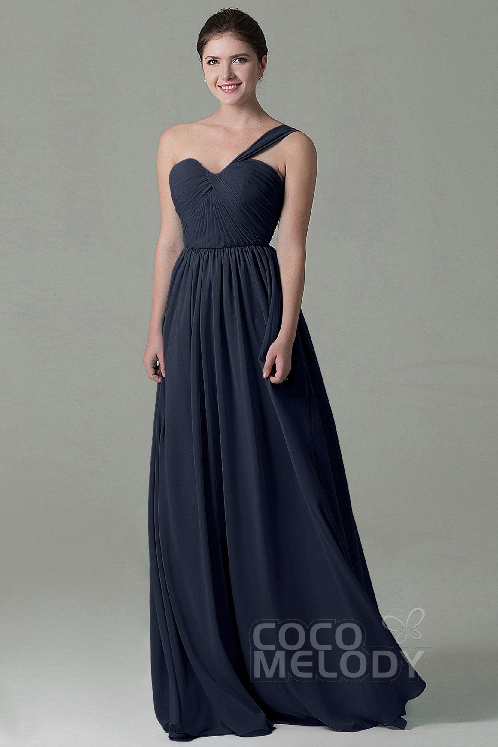 Sheath Floor Length Chiffon Bridesmaid Dress COZK15009 - COCOMELODY