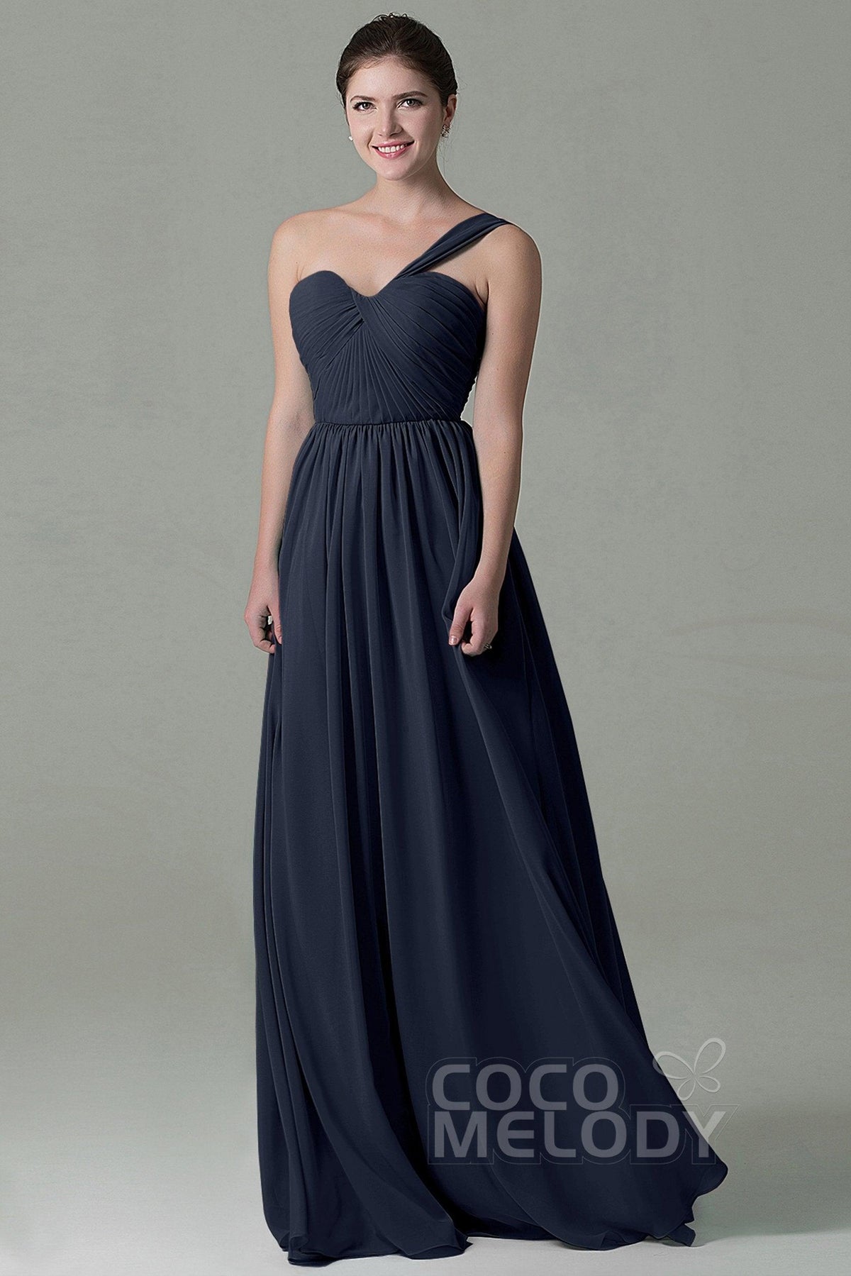 Sheath Floor Length Chiffon Bridesmaid Dress COZK15009 - COCOMELODY
