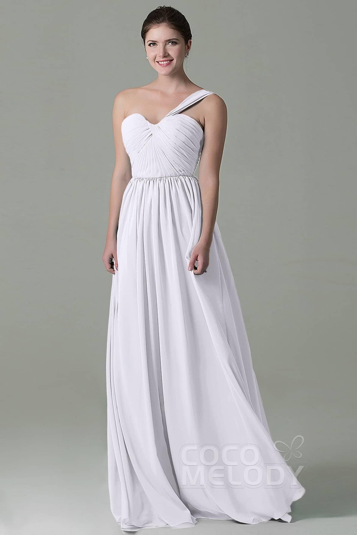 Sheath Floor Length Chiffon Bridesmaid Dress COZK15009 - COCOMELODY