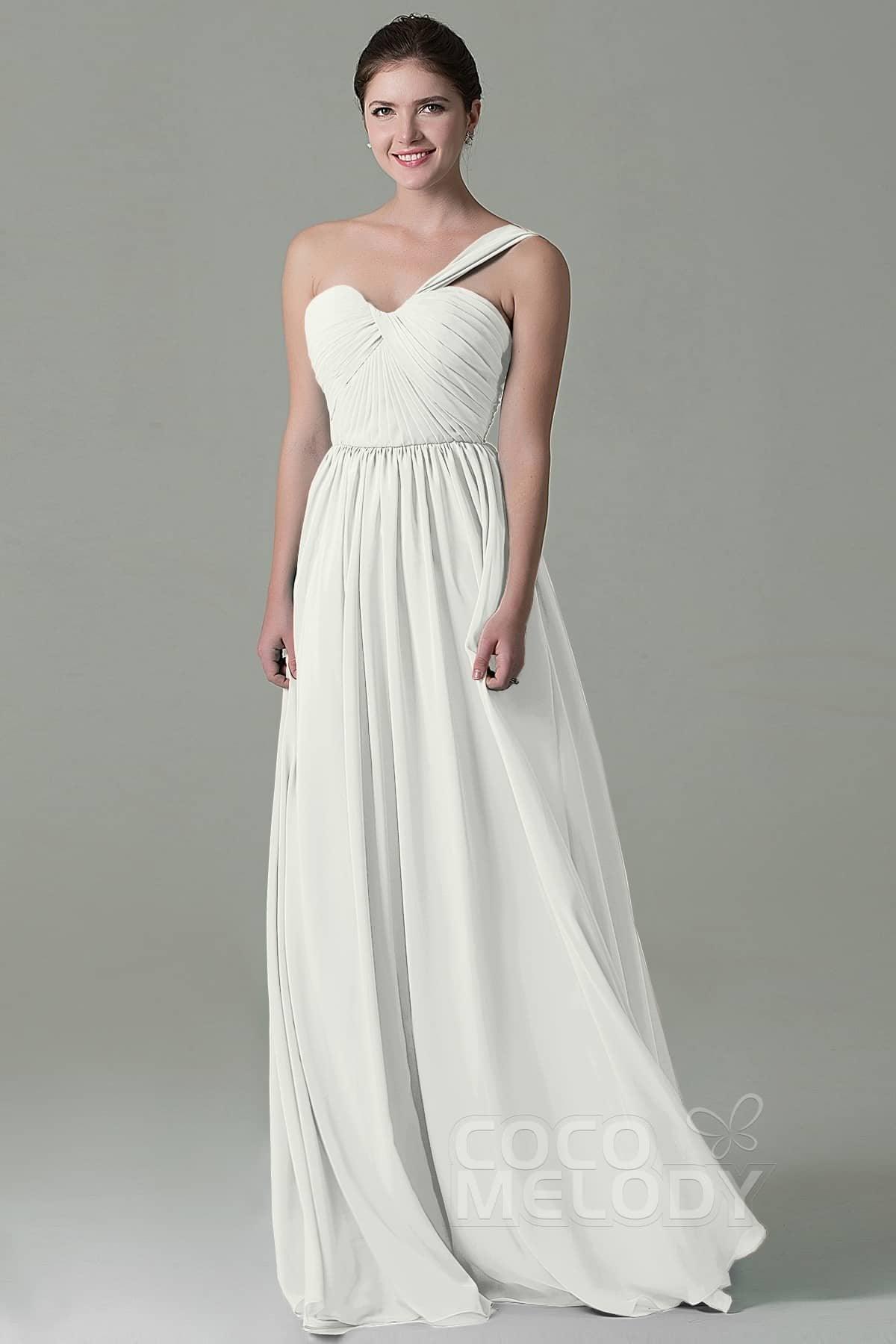 Sheath Floor Length Chiffon Bridesmaid Dress COZK15009 - COCOMELODY