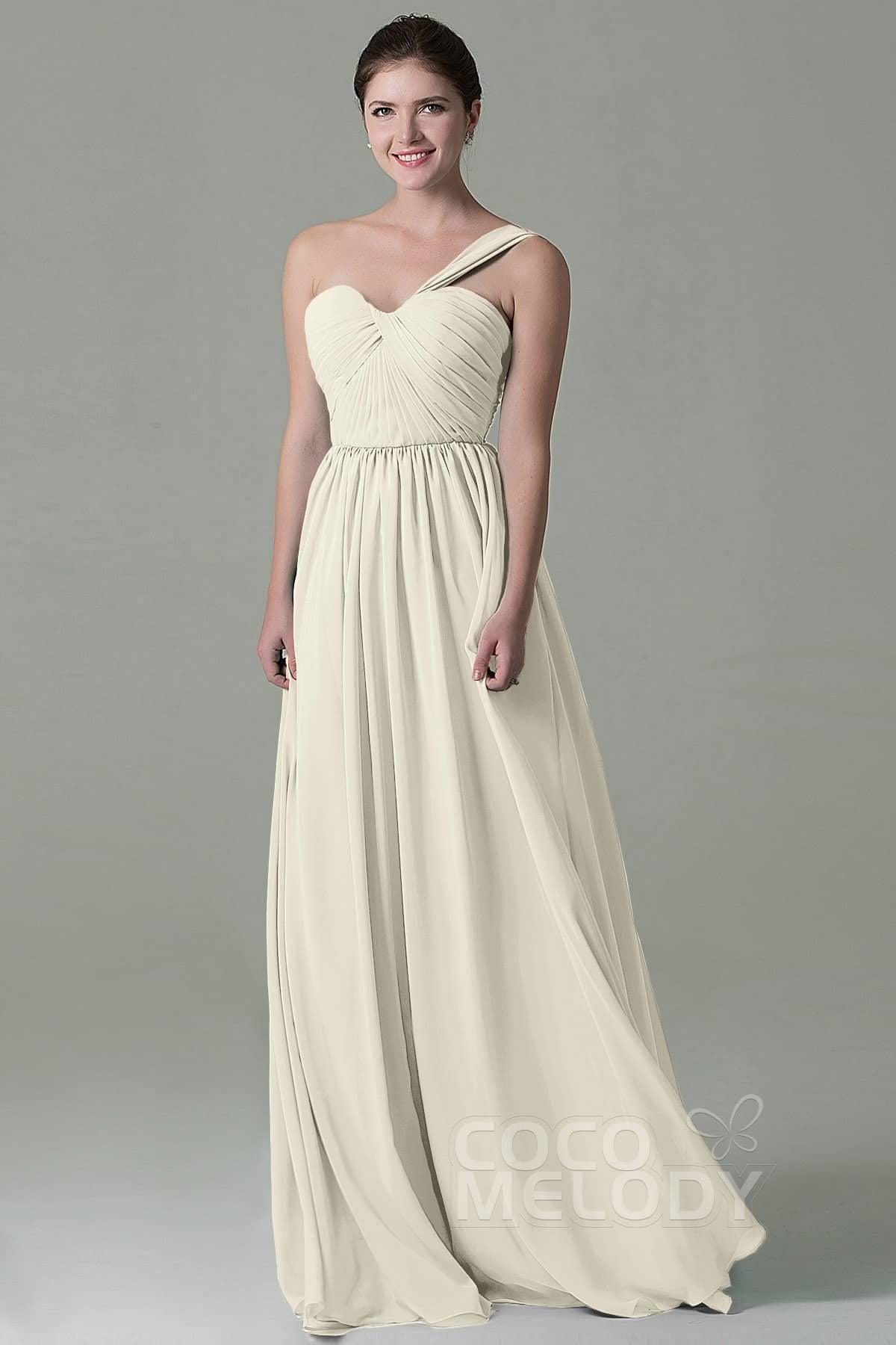 Sheath Floor Length Chiffon Bridesmaid Dress COZK15009 - COCOMELODY