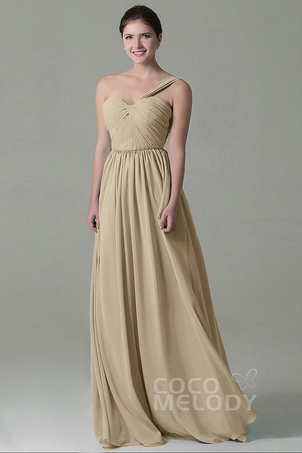 Sheath Floor Length Chiffon Bridesmaid Dress COZK15009 - COCOMELODY