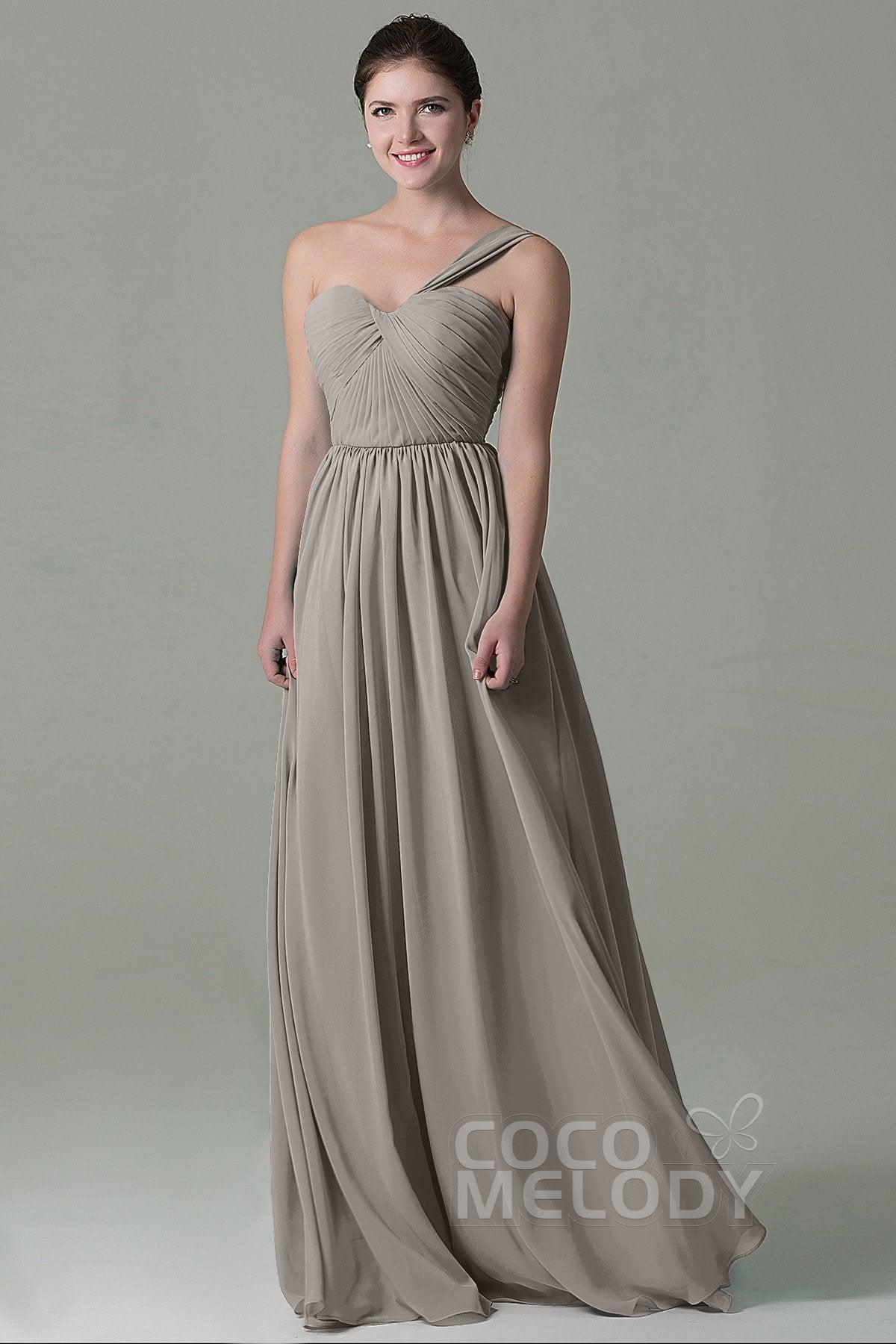 Sheath Floor Length Chiffon Bridesmaid Dress COZK15009 - COCOMELODY