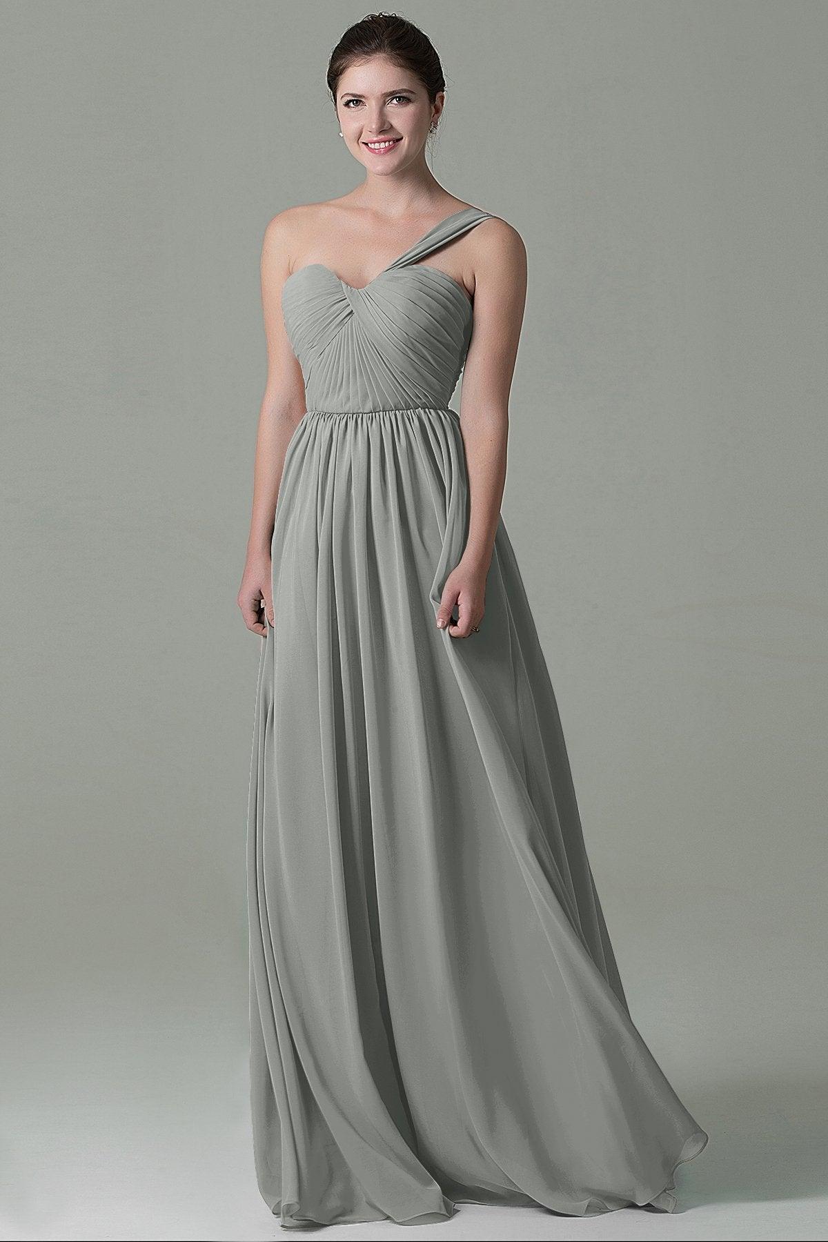 Sheath Floor Length Chiffon Bridesmaid Dress COZK15009 - COCOMELODY