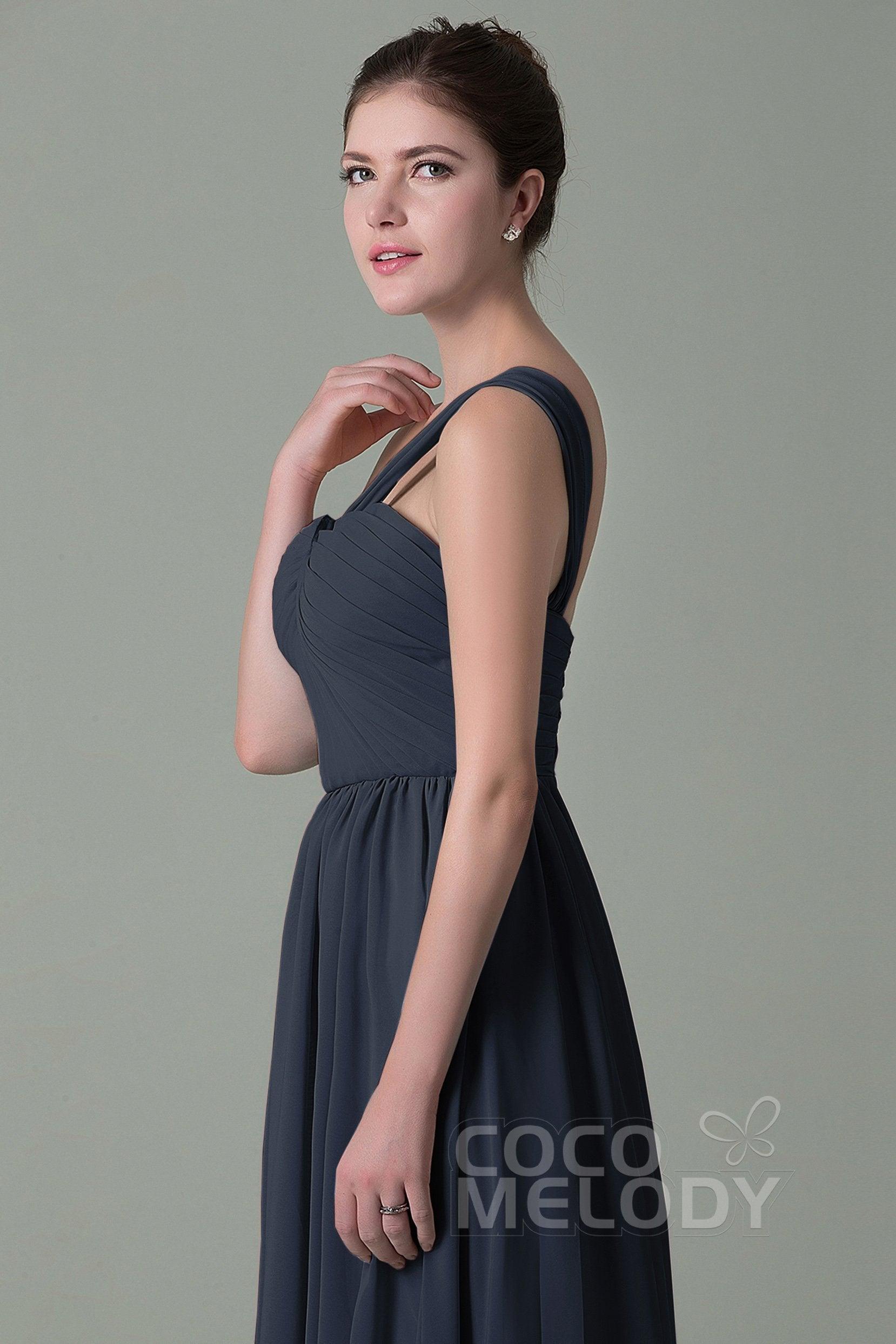 Sheath Floor Length Chiffon Bridesmaid Dress COZK15009 - COCOMELODY
