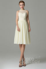 A-Line Knee Length Lace Short Bridesmaid Dress COZK16003CR - COCOMELODY