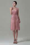 Sheath-Column Knee Length Lace Bridesmaid Dress COZK16010 - COCOMELODY