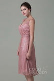 Sheath-Column Knee Length Lace Bridesmaid Dress COZK16010 - COCOMELODY