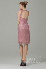 Sheath-Column Knee Length Lace Bridesmaid Dress COZK16012 - COCOMELODY