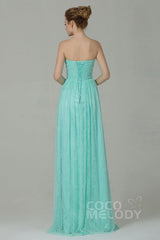 Sheath-Column Floor Length Lace Bridesmaid Dress COZK16013 - COCOMELODY