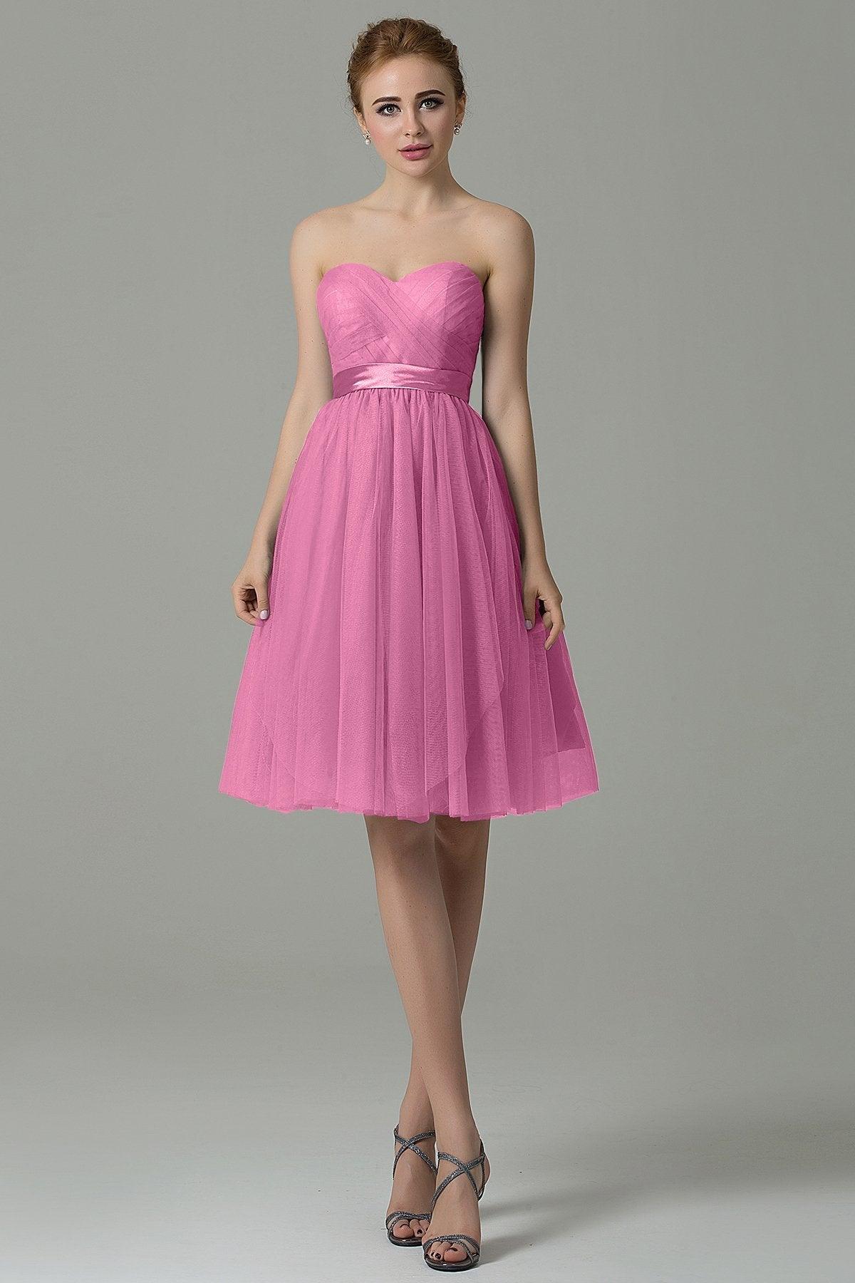 A-Line Knee Length Tulle Bridesmaid Dress COZM15016 - COCOMELODY