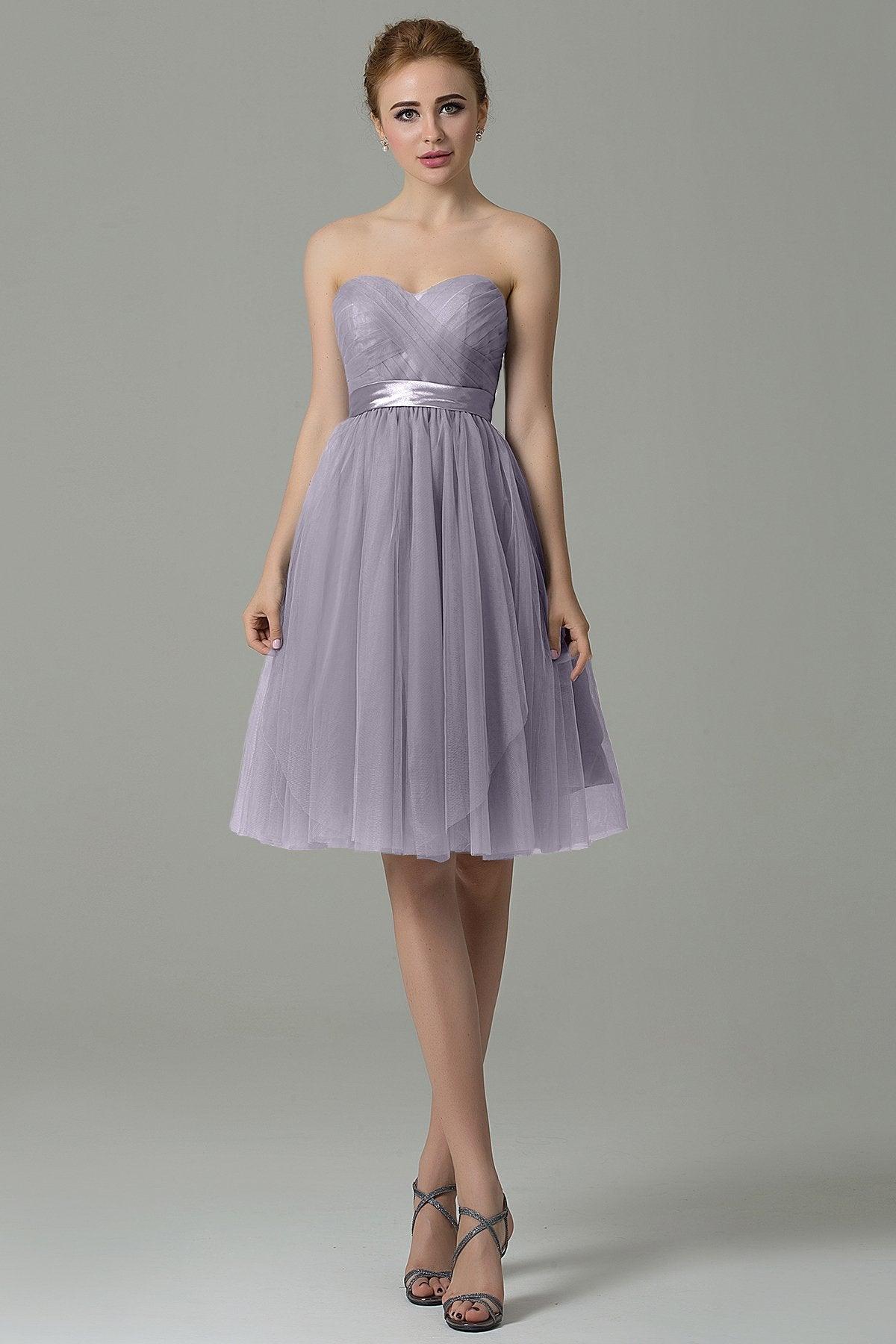 A-Line Knee Length Tulle Bridesmaid Dress COZM15016 - COCOMELODY