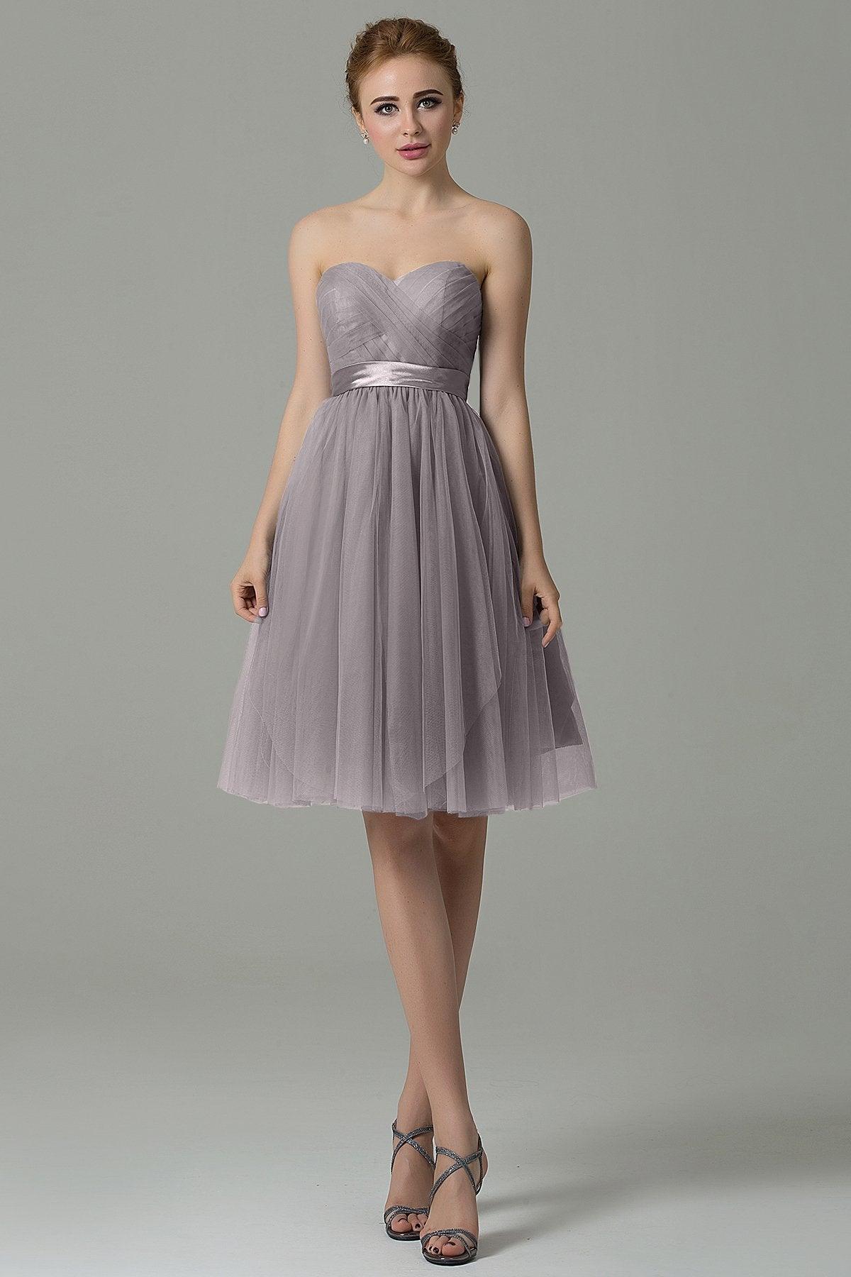A-Line Knee Length Tulle Bridesmaid Dress COZM15016 - COCOMELODY