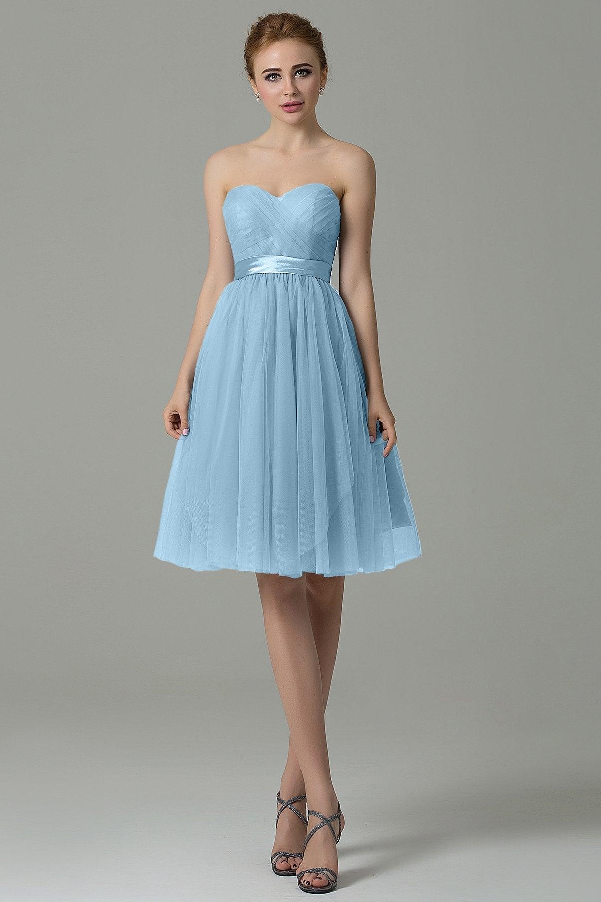 A-Line Knee Length Tulle Bridesmaid Dress COZM15016 - COCOMELODY