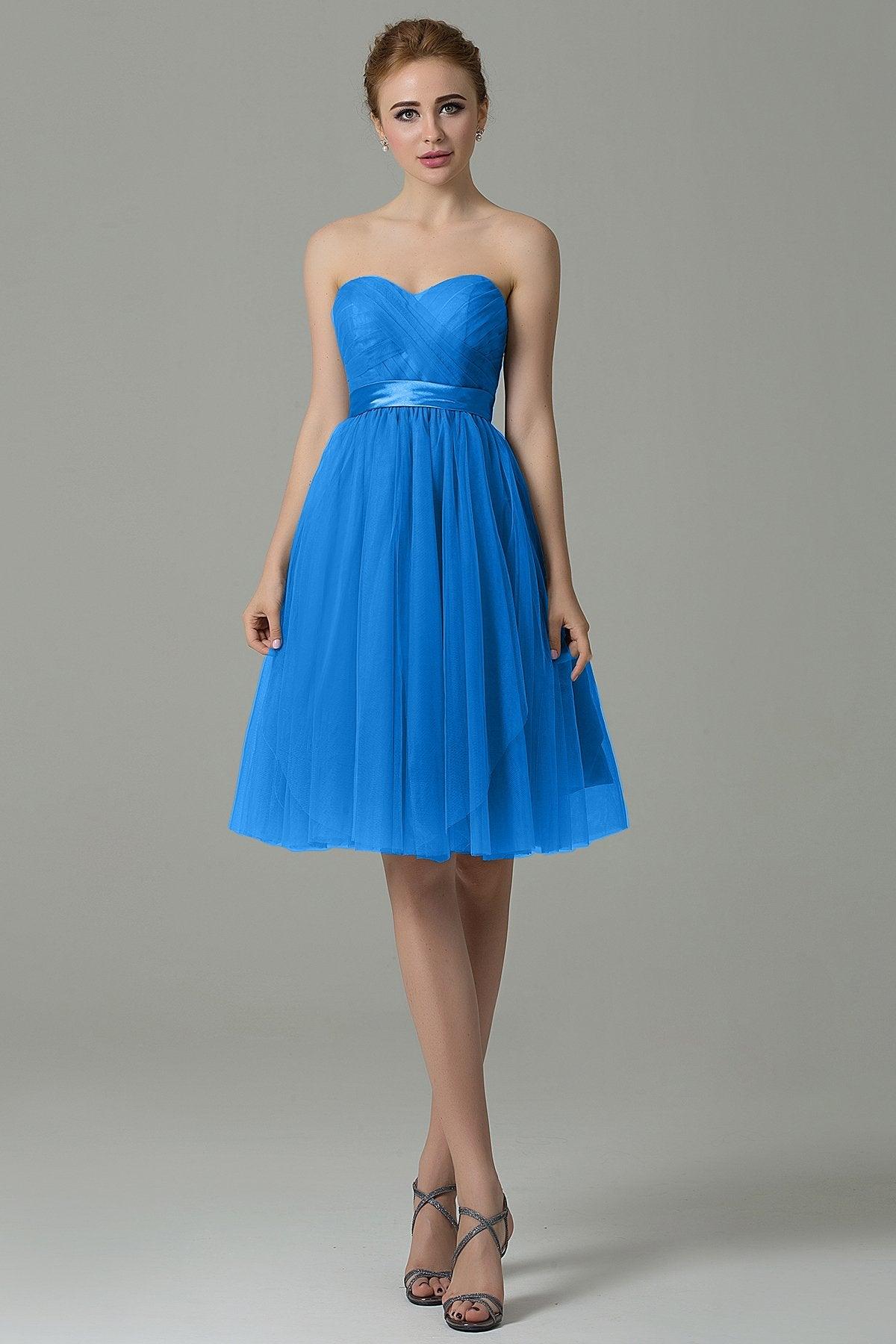 A-Line Knee Length Tulle Bridesmaid Dress COZM15016 - COCOMELODY