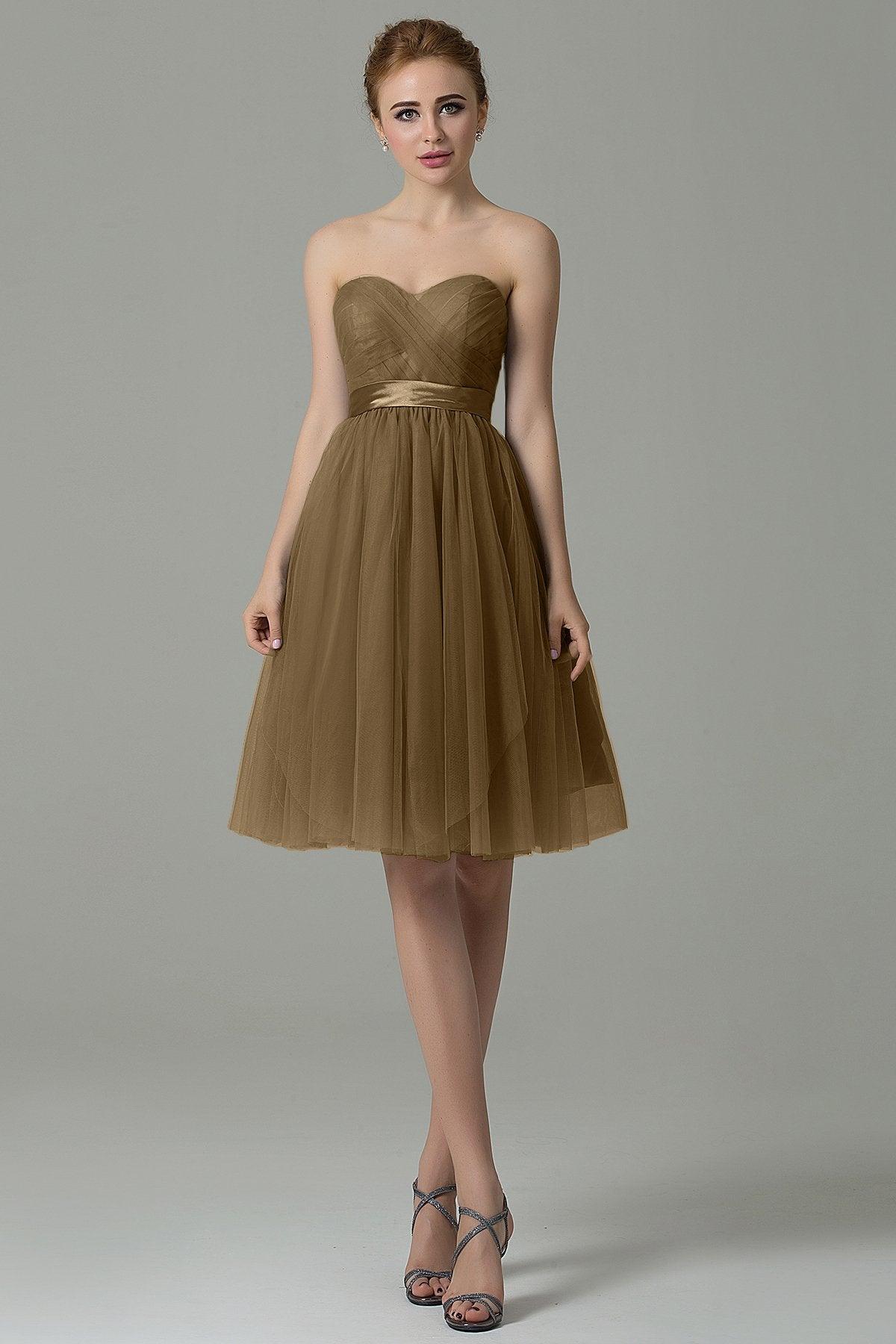 A-Line Knee Length Tulle Bridesmaid Dress COZM15016 - COCOMELODY