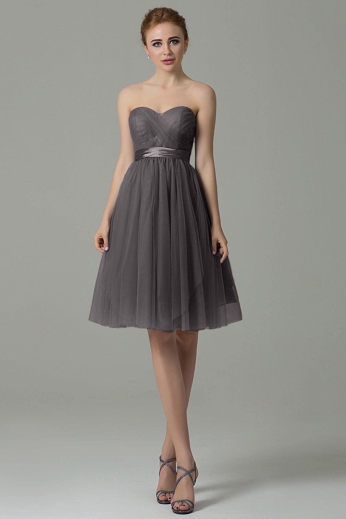 A-Line Knee Length Tulle Bridesmaid Dress COZM15016 - COCOMELODY