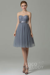 A-Line Knee Length Tulle Bridesmaid Dress COZM15016 - COCOMELODY