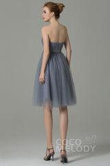 A-Line Knee Length Tulle Bridesmaid Dress COZM15016 - COCOMELODY