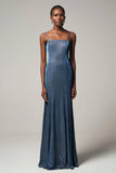 Sheath-Column Floor Length Gold Dusting Fabric Dress CS0240 - COCOMELODY