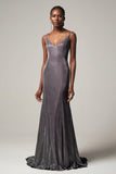 Sheath-Column Floor Length Gold Dusting Fabric Dress CS0263 - COCOMELODY