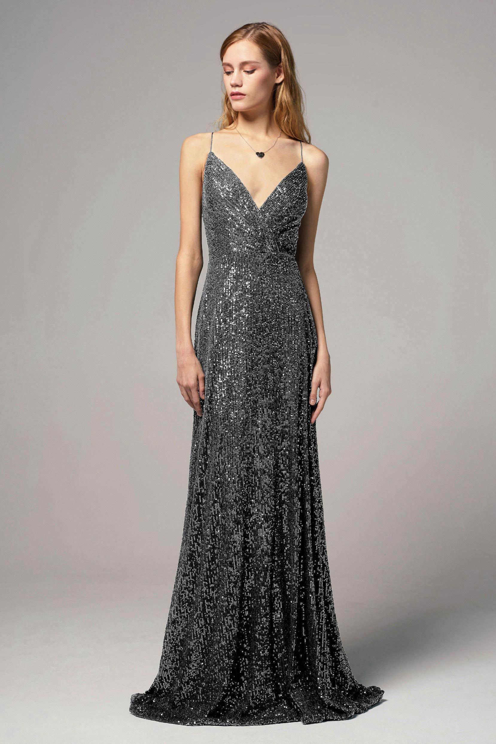 Sheath-Column Floor Length Sequined Dress CS0264 - COCOMELODY
