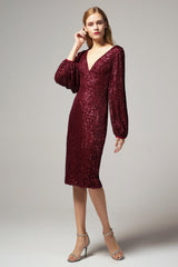 Sheath-Column Knee Length Sequined Dress CS0268 - COCOMELODY