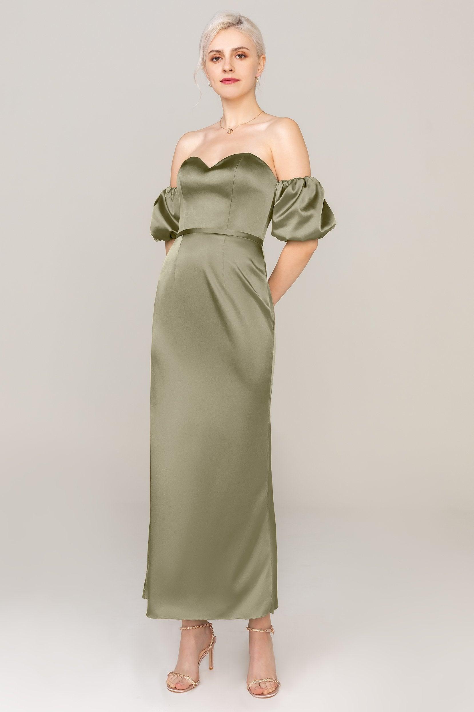Sheath Ankle Length Luxe Satin Dress CS0306 - COCOMELODY