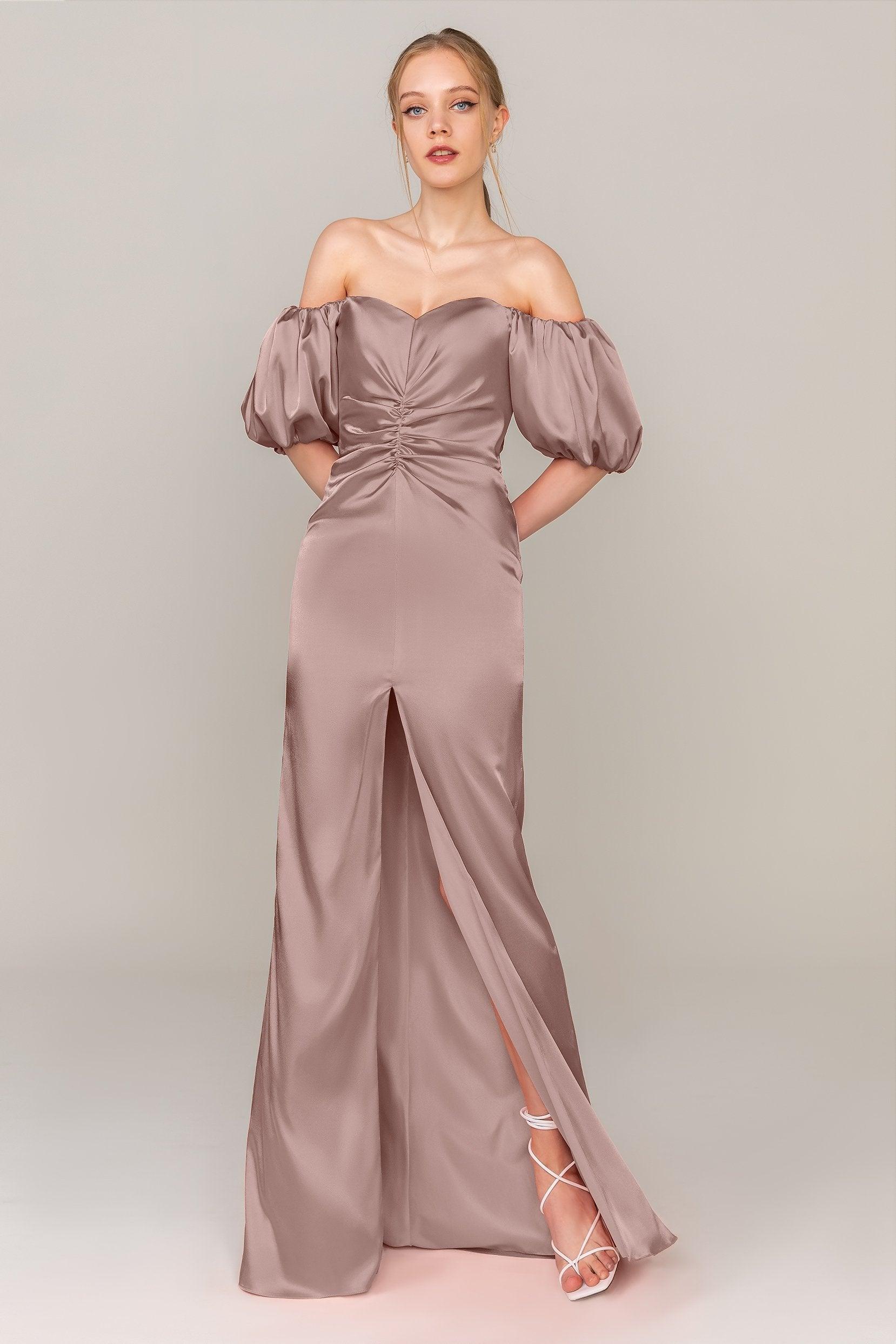 Sheath Floor Length Luxe Satin Dress CS0322 - COCOMELODY