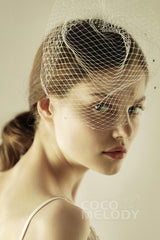 One-tier Cut Edge Tulle Blusher Veils with Rhinestone CV0237 - COCOMELODY