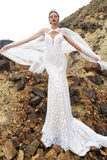 Trumpet-Mermaid Chapel Train Lace Wedding Dress CW2380 - COCOMELODY