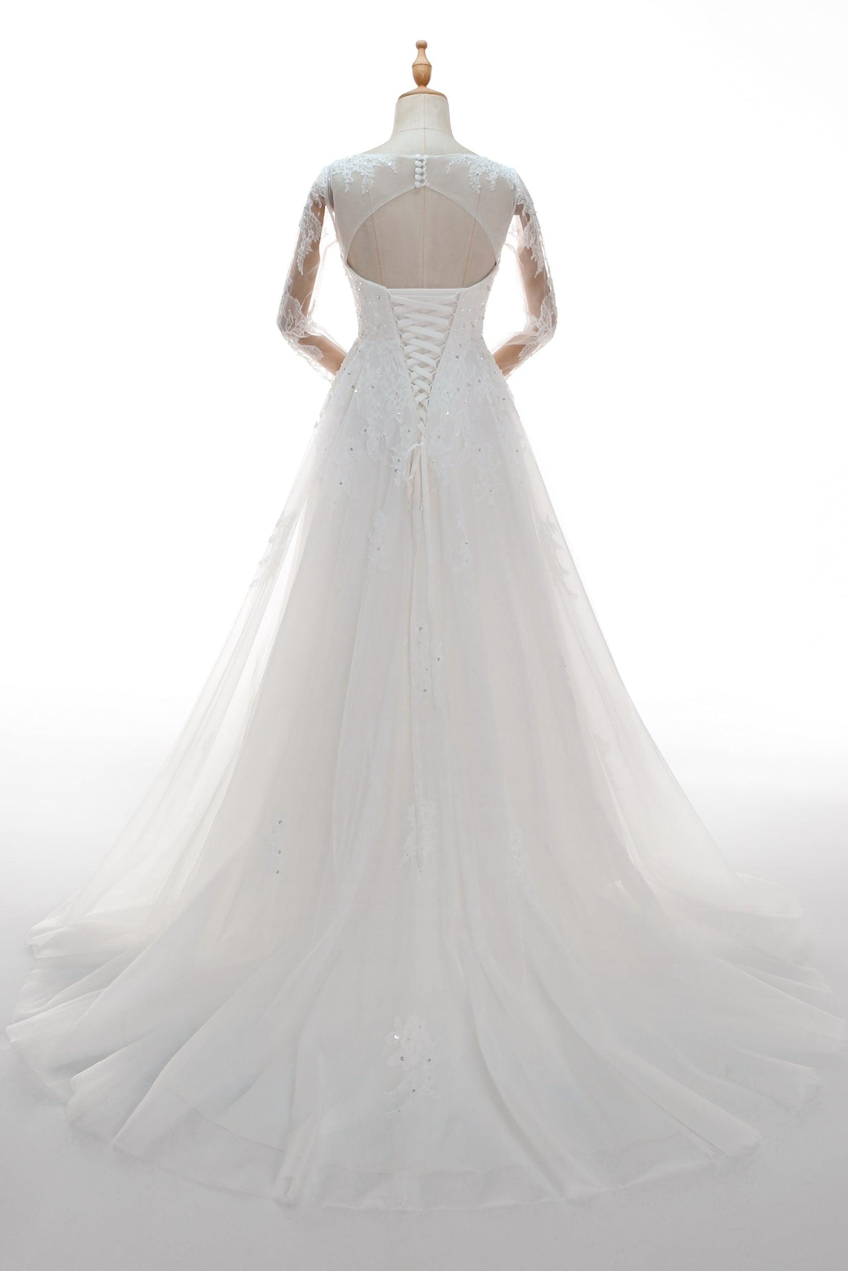 A-Line Court Train Tulle Wedding Dress CW2336 - COCOMELODY